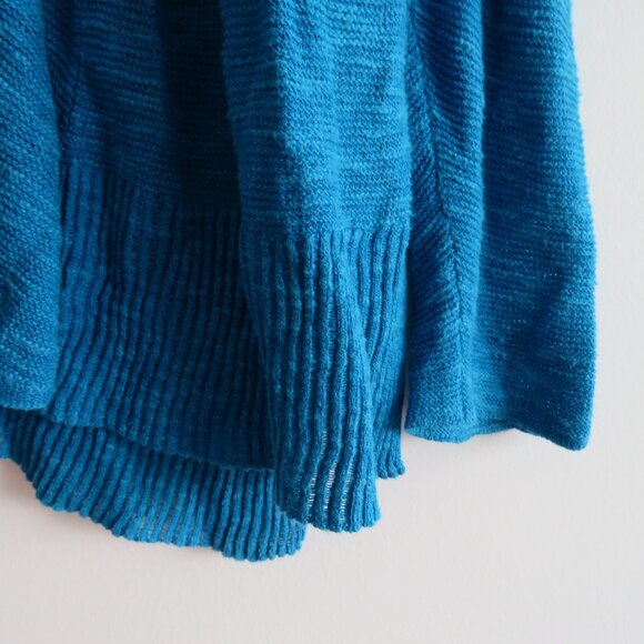 EILEEN FISHER Linen Cotton Blend Textured Knit Open Front Cardigan Ocean Blue 1X - Picture 2 of 15